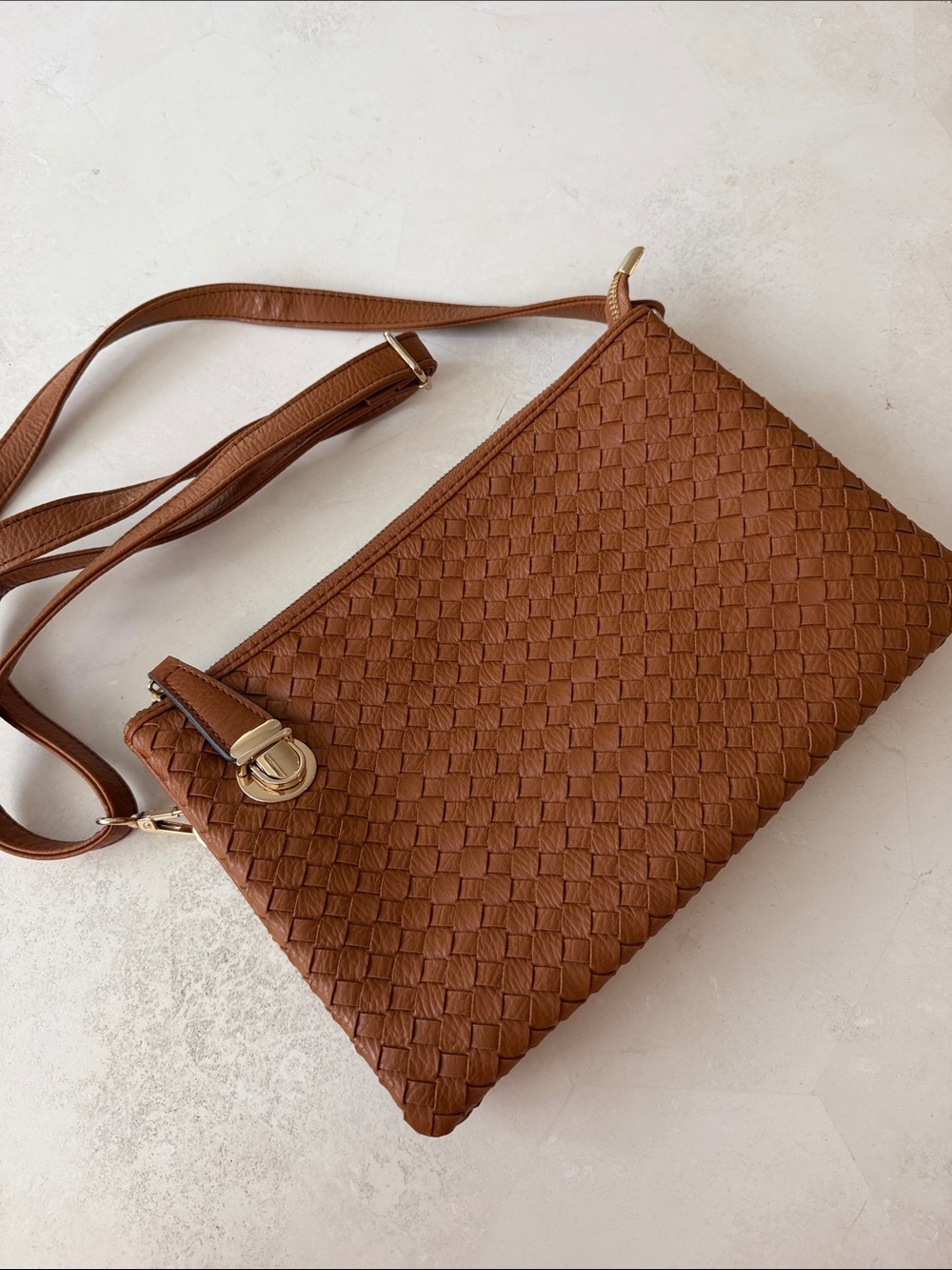 Woven Crossbody Bag in Brown